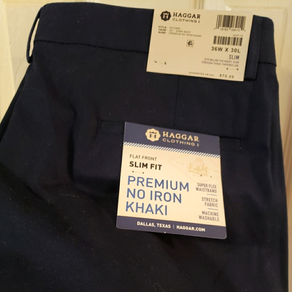 👖Premium No Iron Khaki - 36Wx30L Slim - Haggar (Dallas, Texas) - Great Fa…